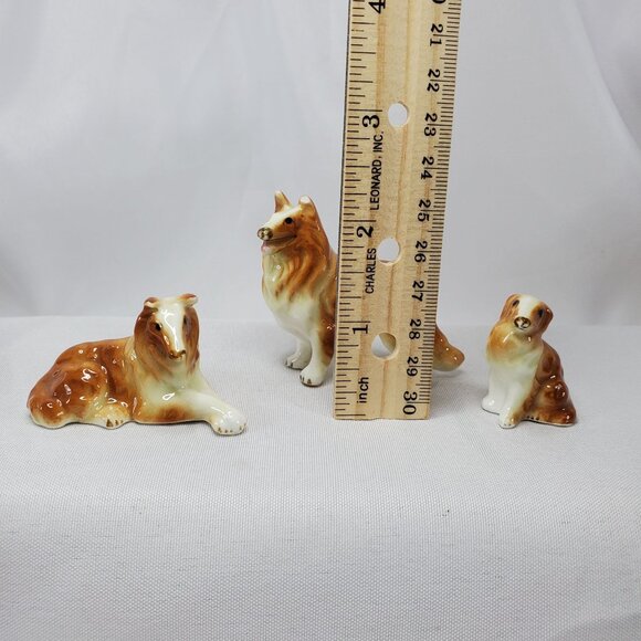 Vtg Mini Collie Dog Figurine Set Of 3 Ceramic Hand painted Collectibles **READ** - Picture 4 of 9